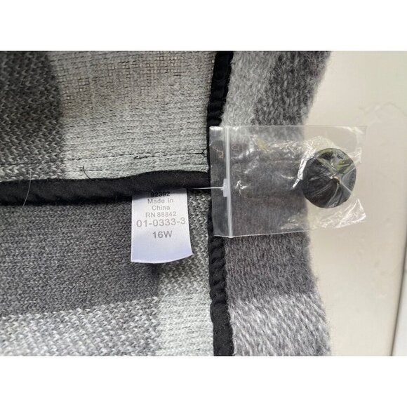 NWOT ROAMANS Size 16W Gray Buffalo Plaid Wool Blend Jacket Long Sleeve Collared - Picture 7 of 7